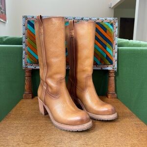 Pull on tan leather boots